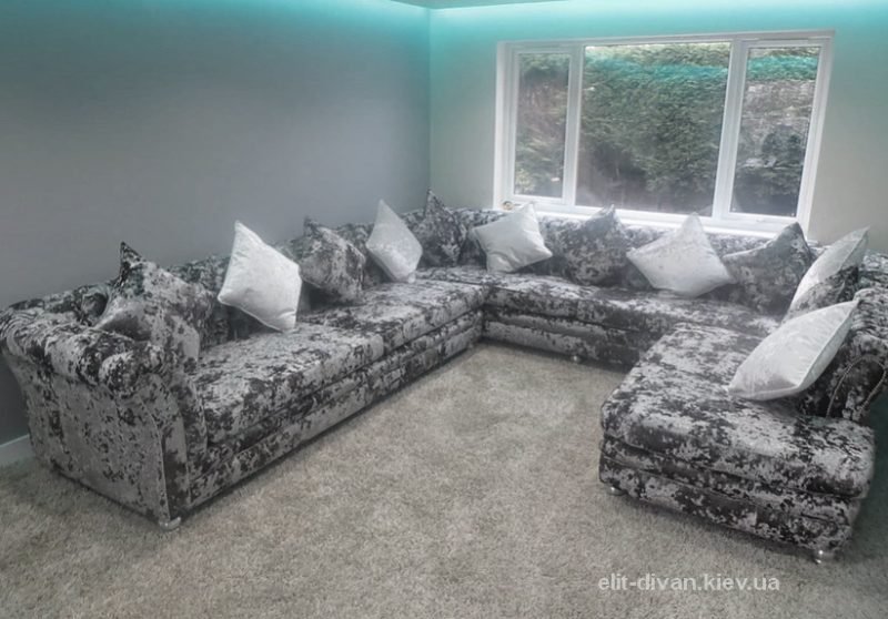 велветовый п образный диван