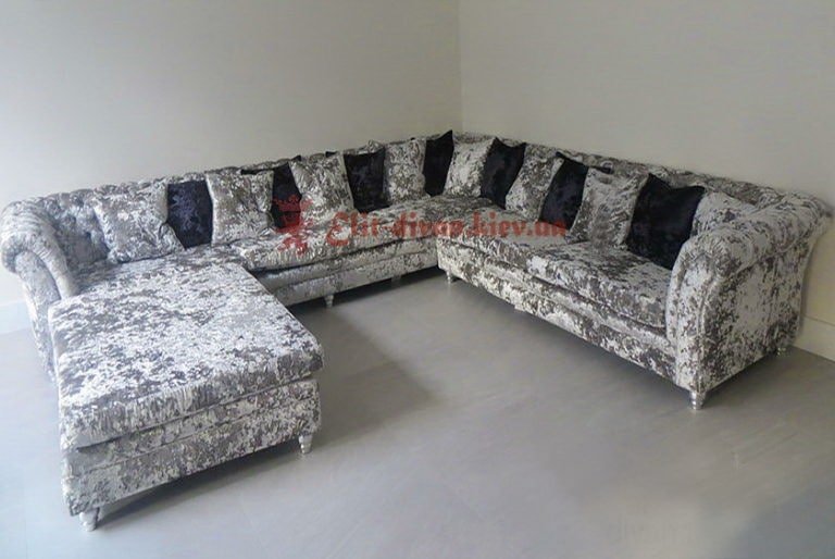 дизайнерский п образный диван с подушками