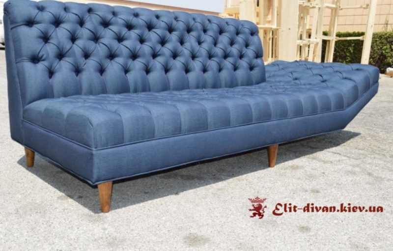 Прямий диван синій