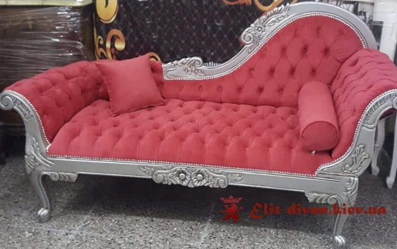 розовый диван шезлонг с подушечкой