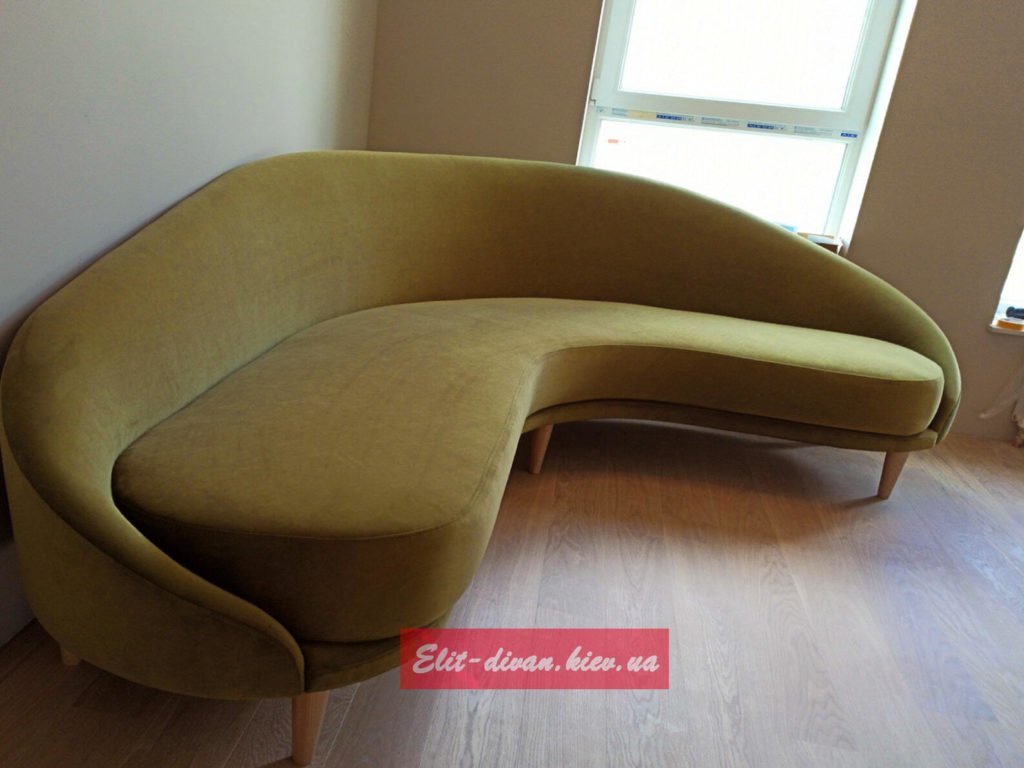 Радиусный Дизайнерская зеленый диван в гостиную под заказ