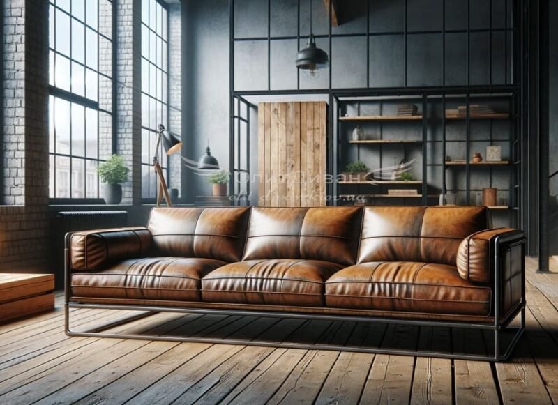 коричневый кожаный диван