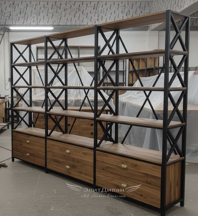большой кнжиный стеллаж лофт