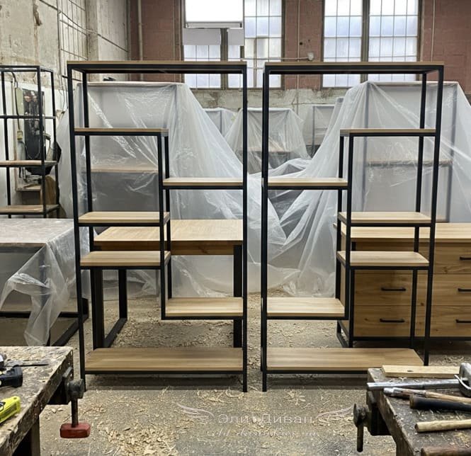 мебель лофт из дерева и металла в гостиную под заказ