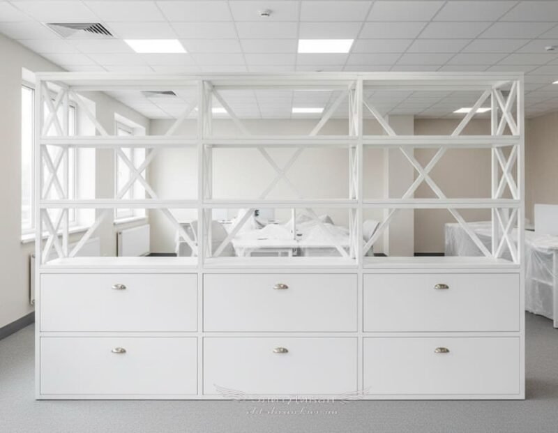 белый стеллаж из металла loft