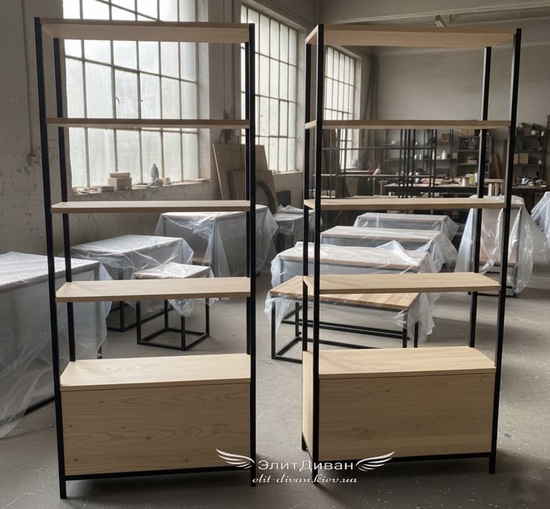 стеллажи в стиле индустриальном