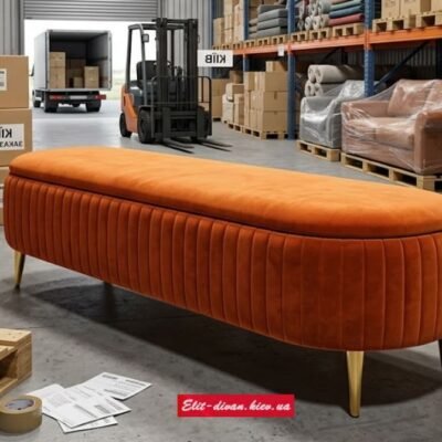 овальный длинный оранжевый пуф